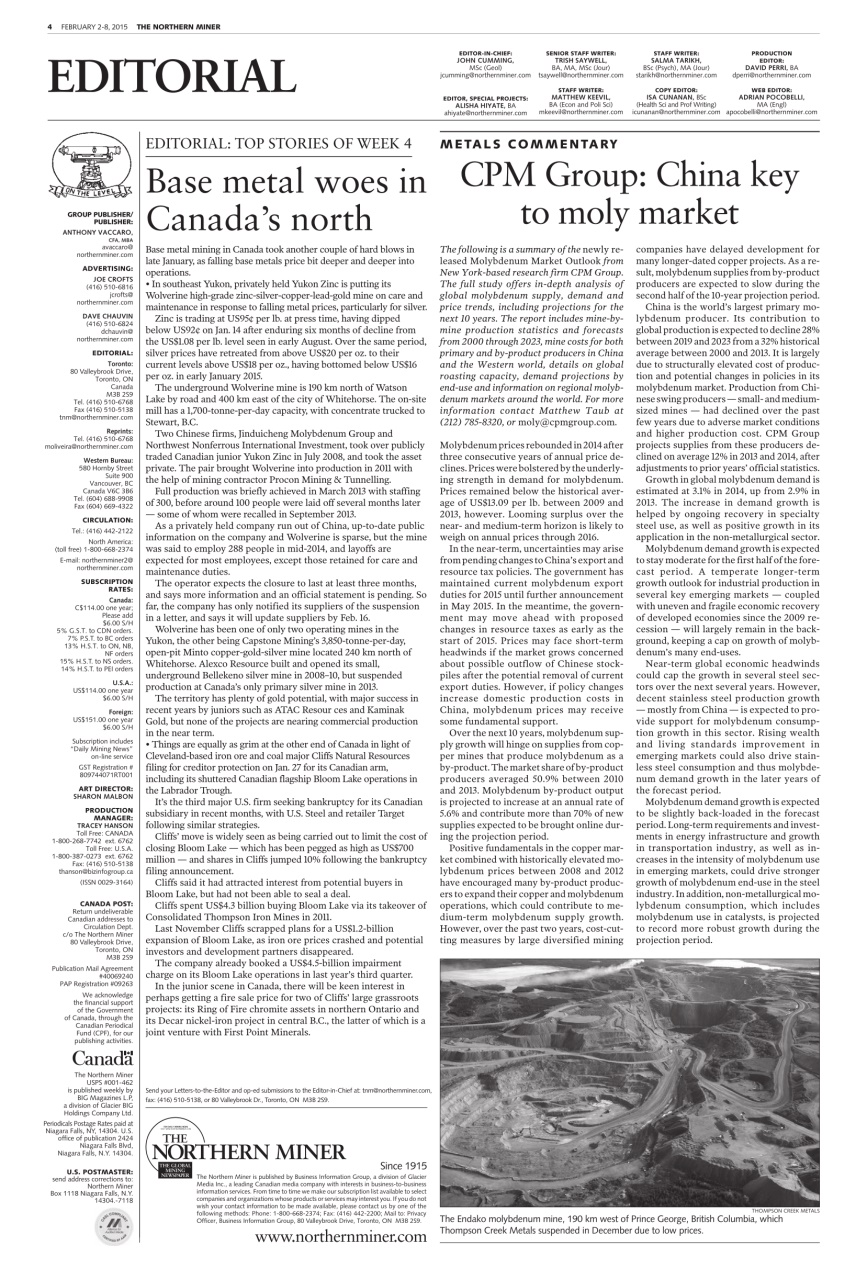 The Northern Miner Preview Pages