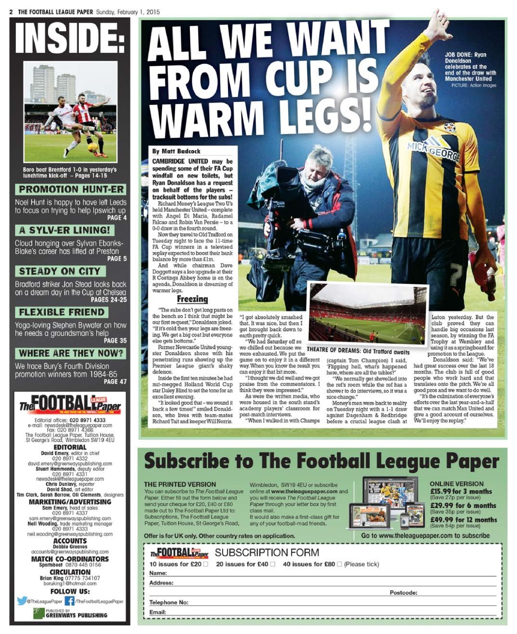 The Football League Paper Preview Pages
