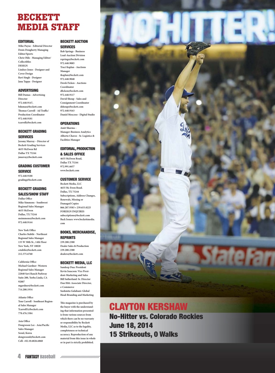 Beckett Baseball Magazine Preview Pages