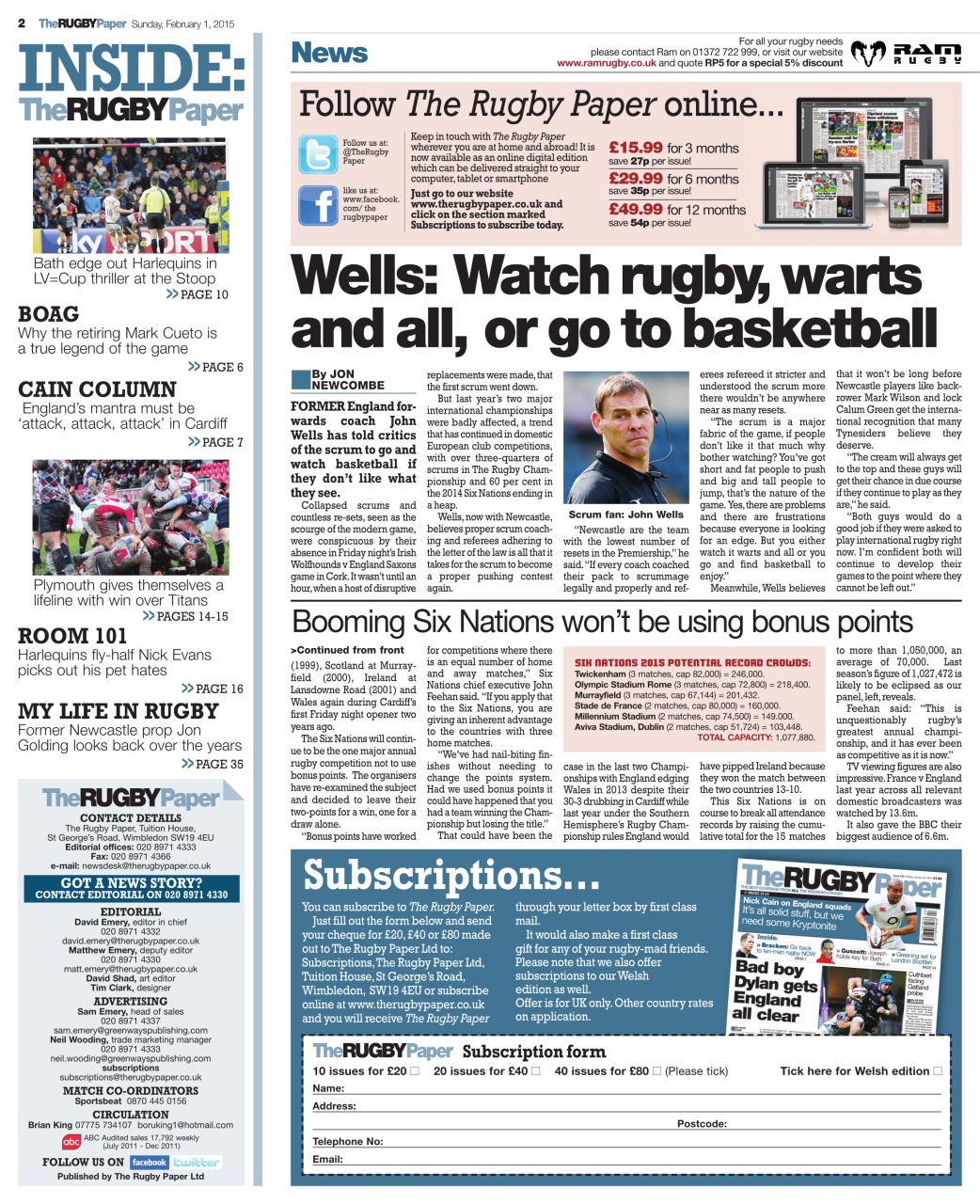 The Rugby Paper Preview Pages