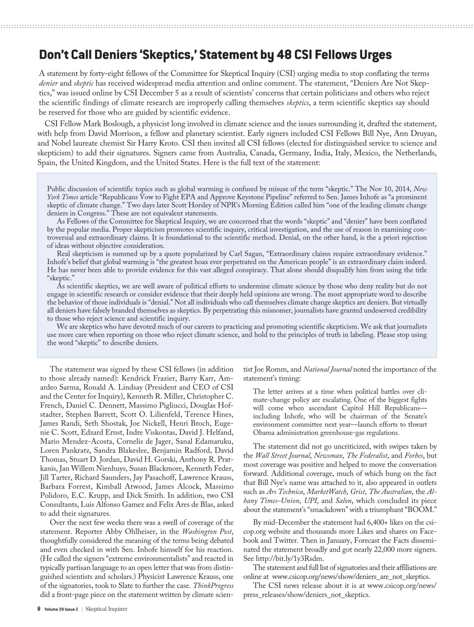 Skeptical Inquirer Preview Pages