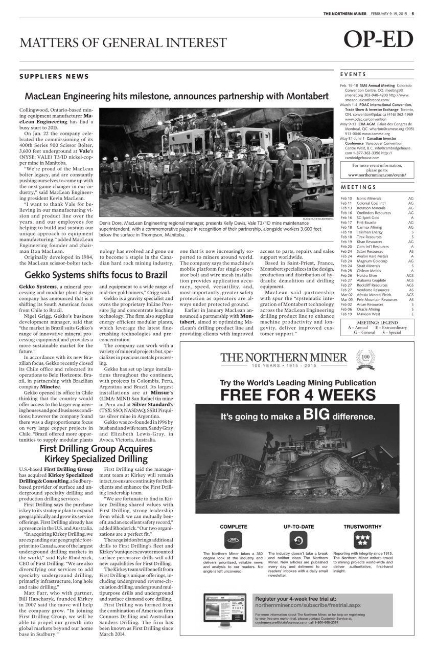 The Northern Miner Preview Pages