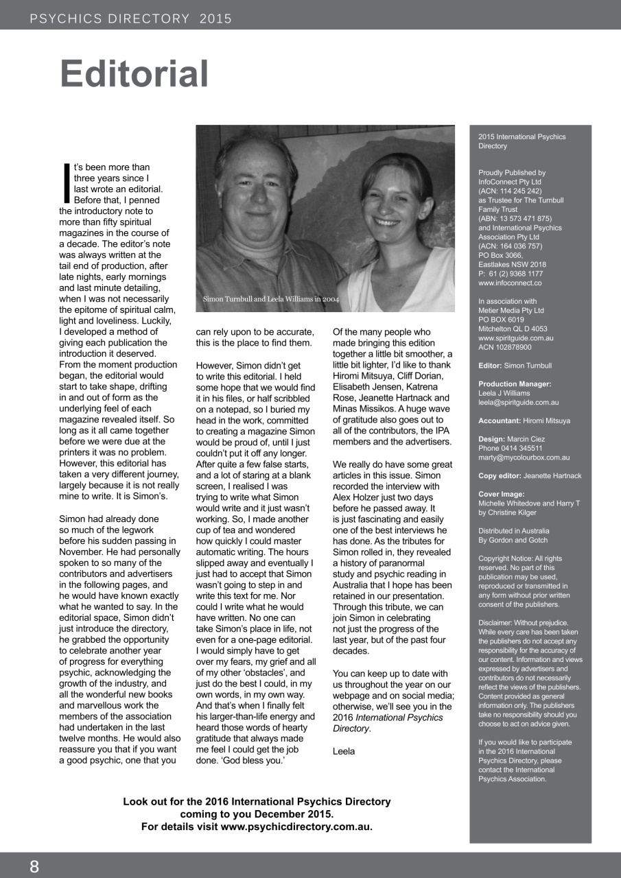 International Psychics Directory Preview Pages