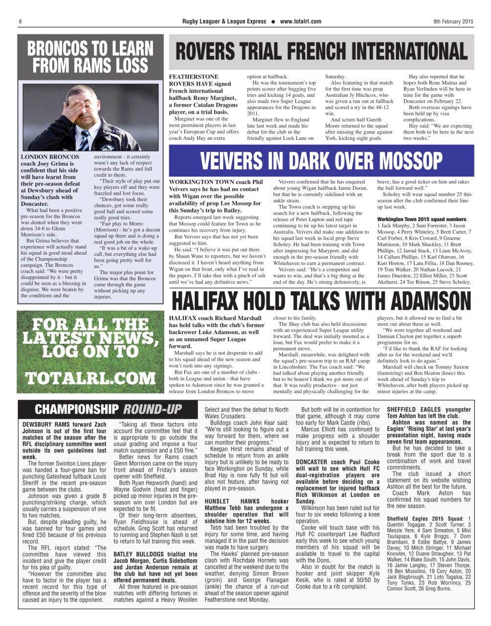 League Express Preview Pages