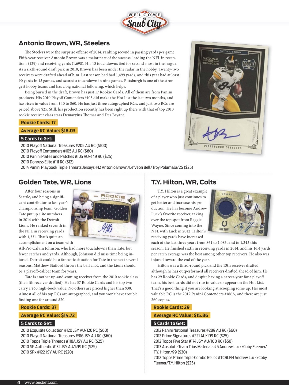 Beckett Football Magazine Preview Pages