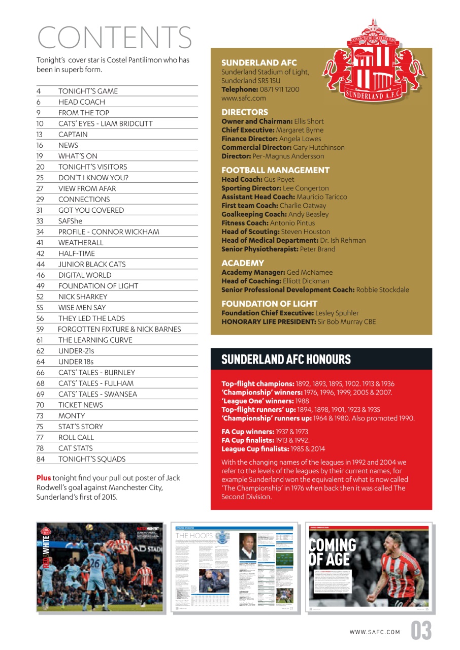 Sunderland FC Preview Pages