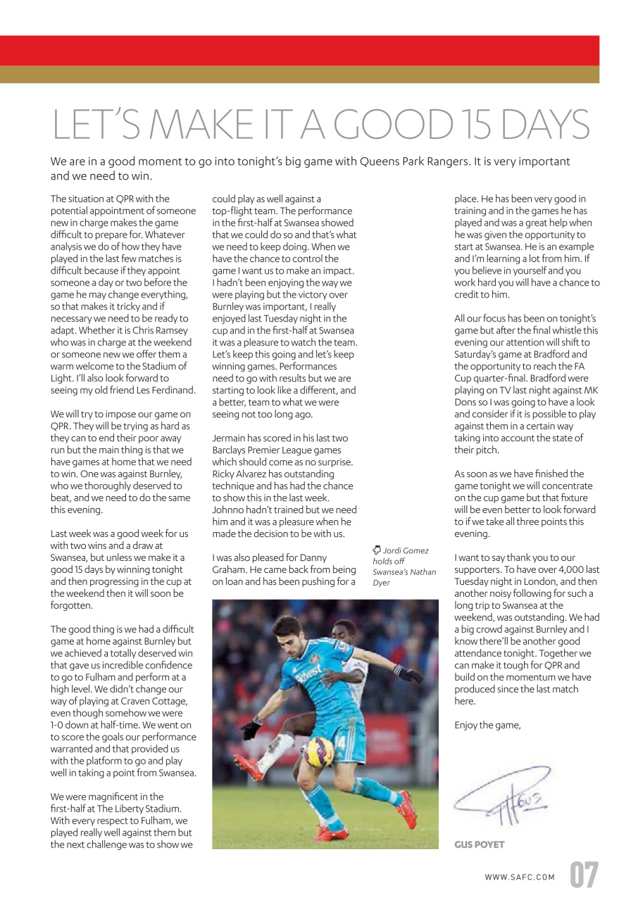 Sunderland FC Preview Pages