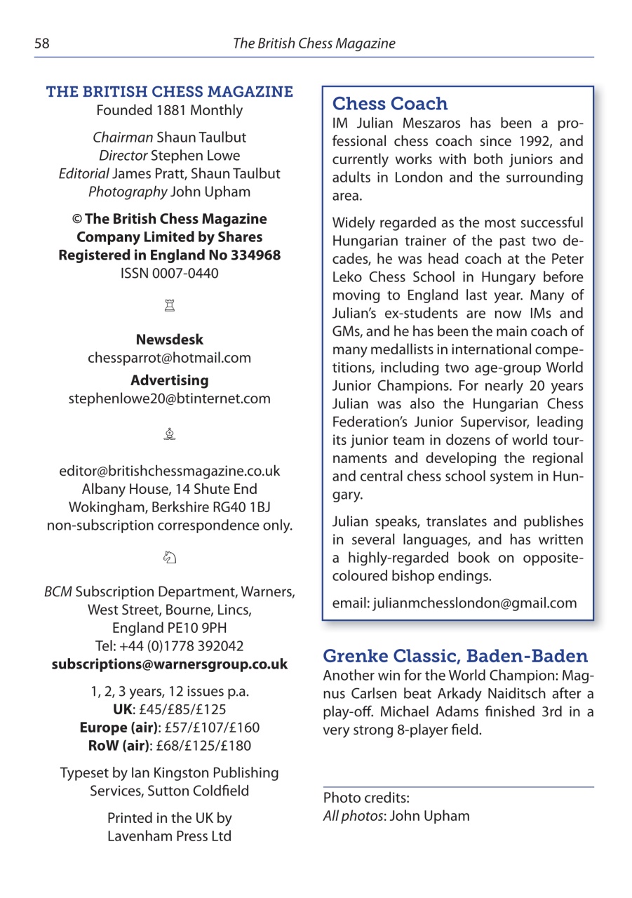 British Chess Magazine Preview Pages