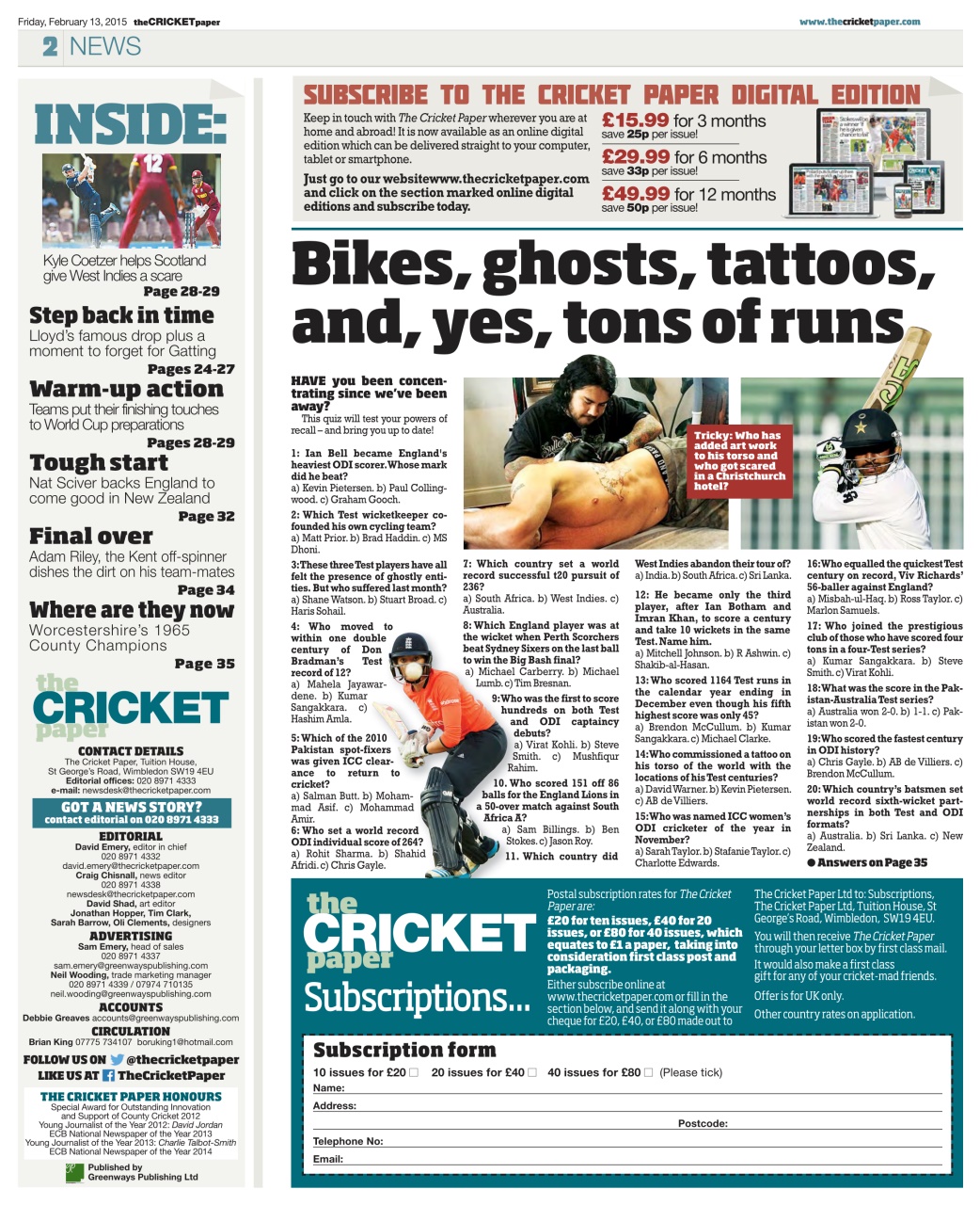The Cricket Paper Preview Pages