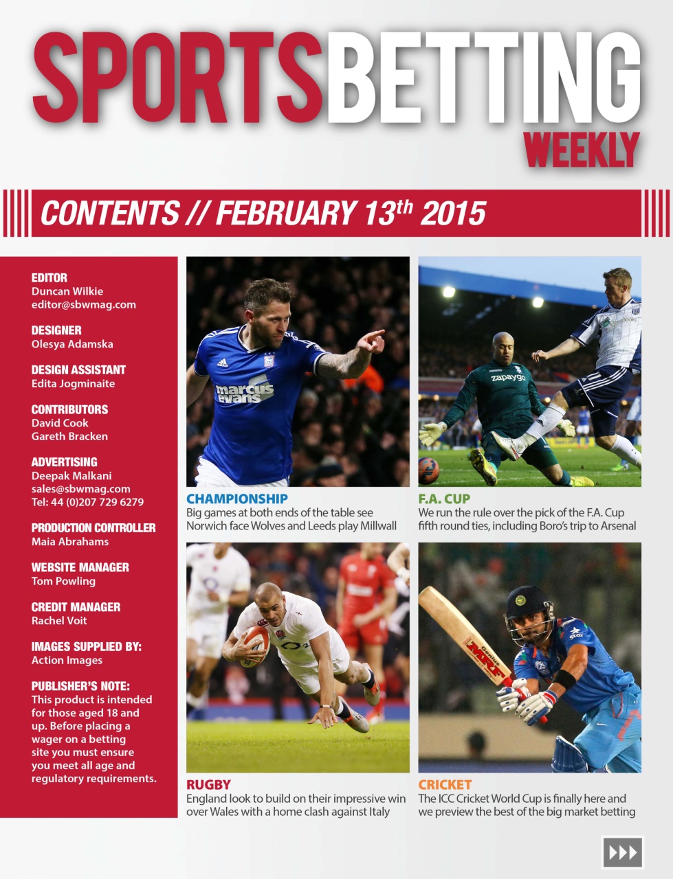 Sports Betting Weekly Preview Pages