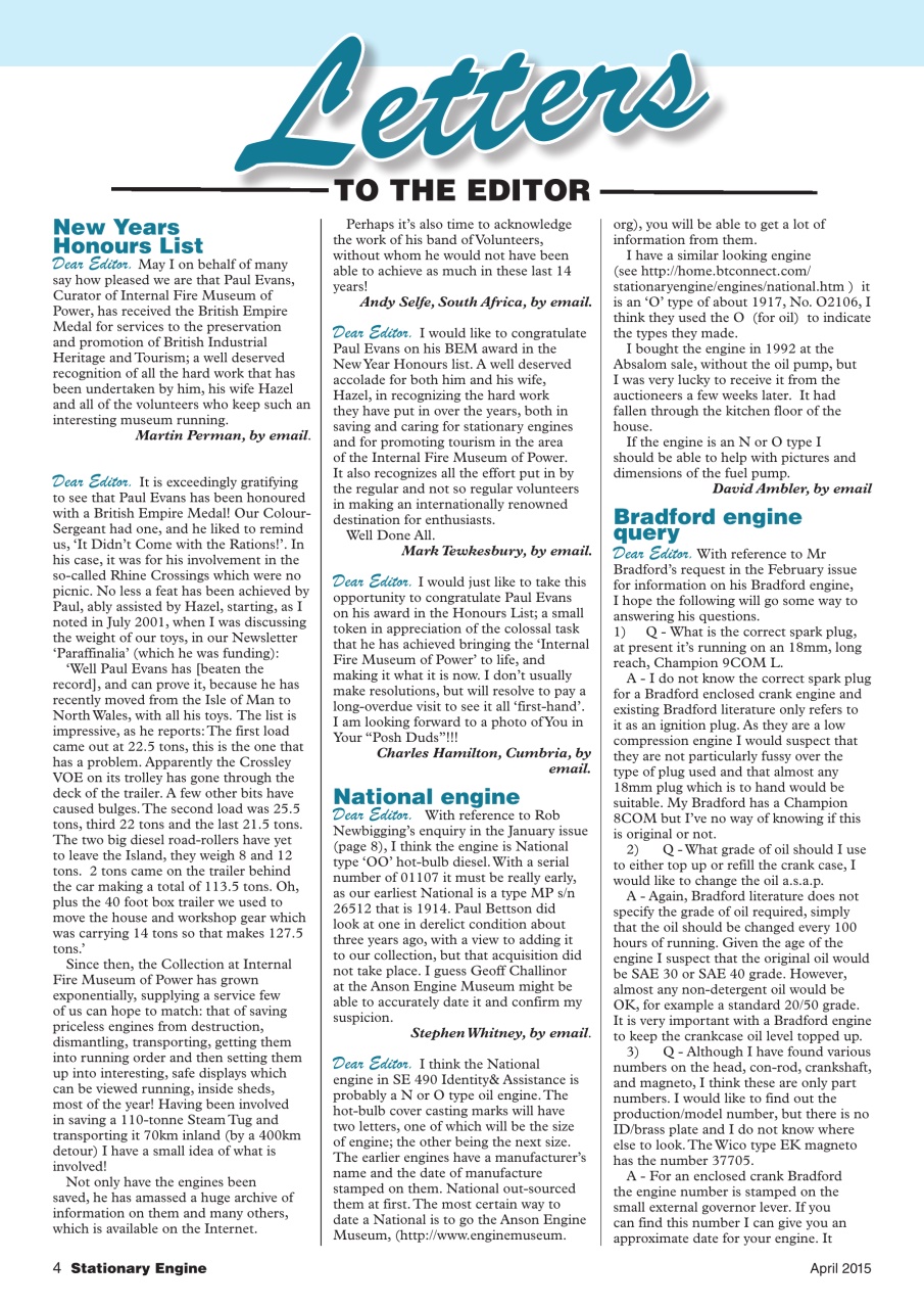 Stationary Engine Preview Pages