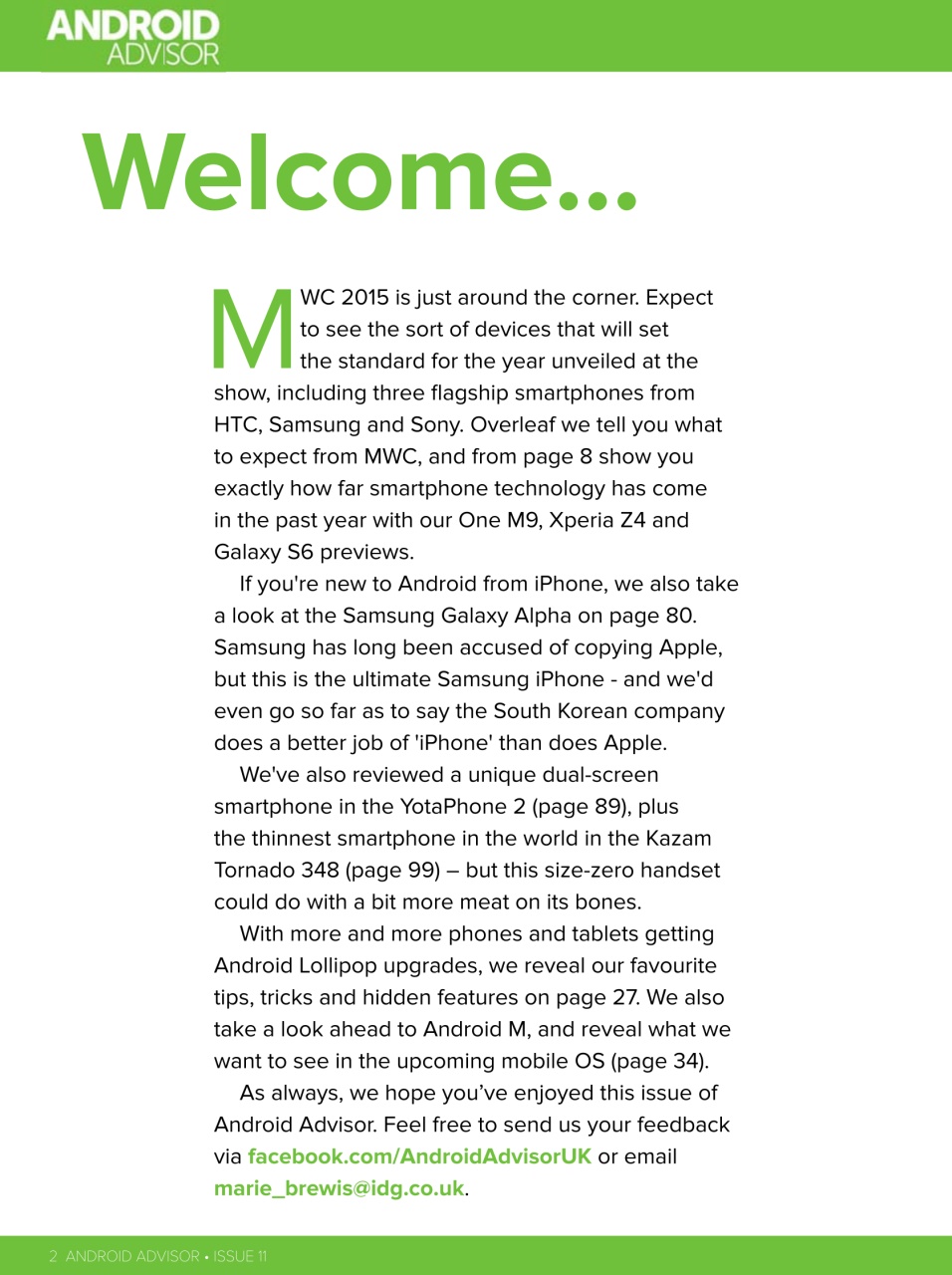 Android Advisor Preview Pages
