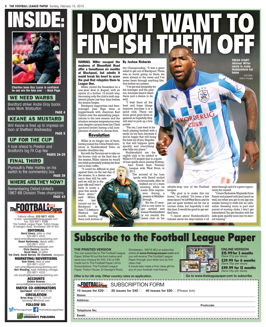 The Football League Paper Preview Pages