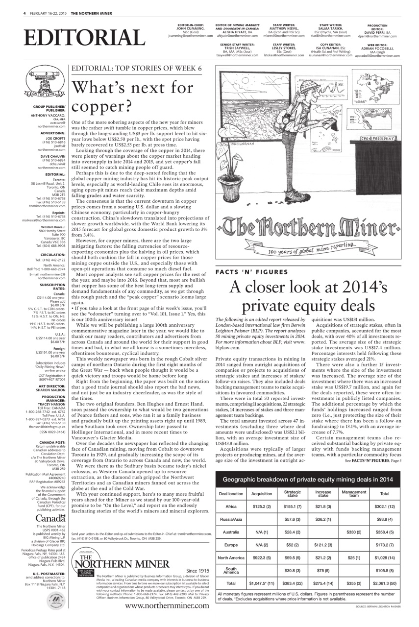 The Northern Miner Preview Pages