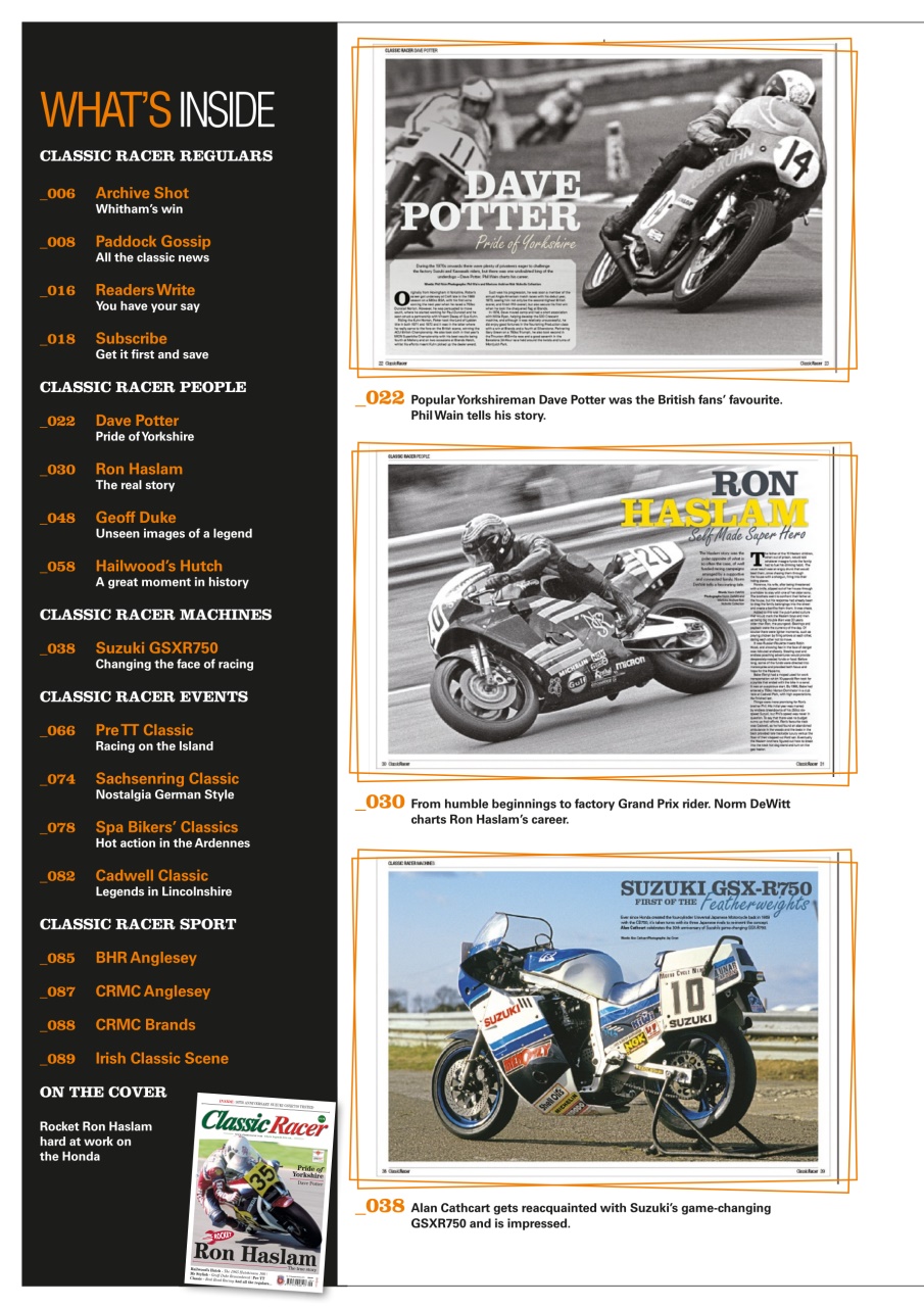Classic Racer Preview Pages