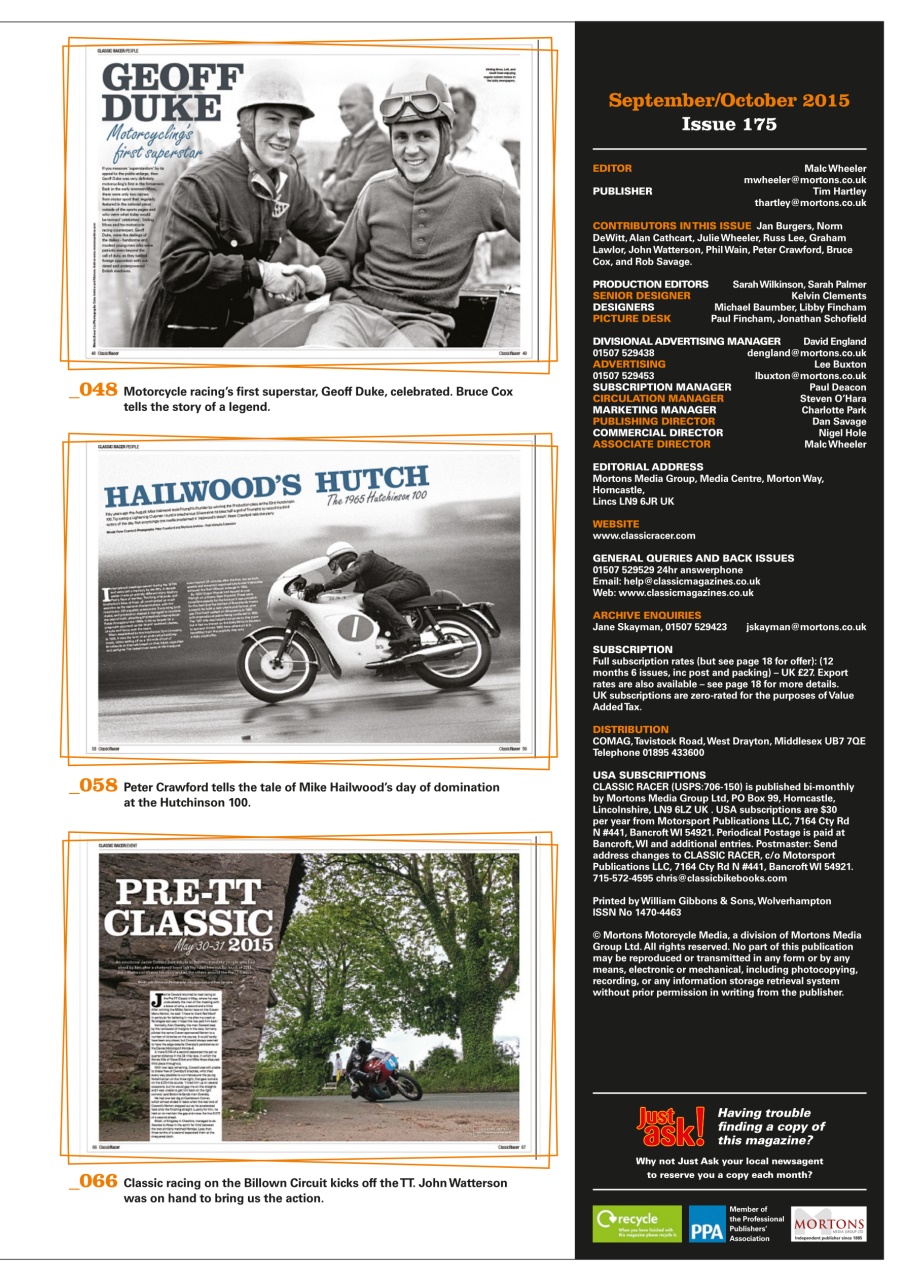 Classic Racer Preview Pages