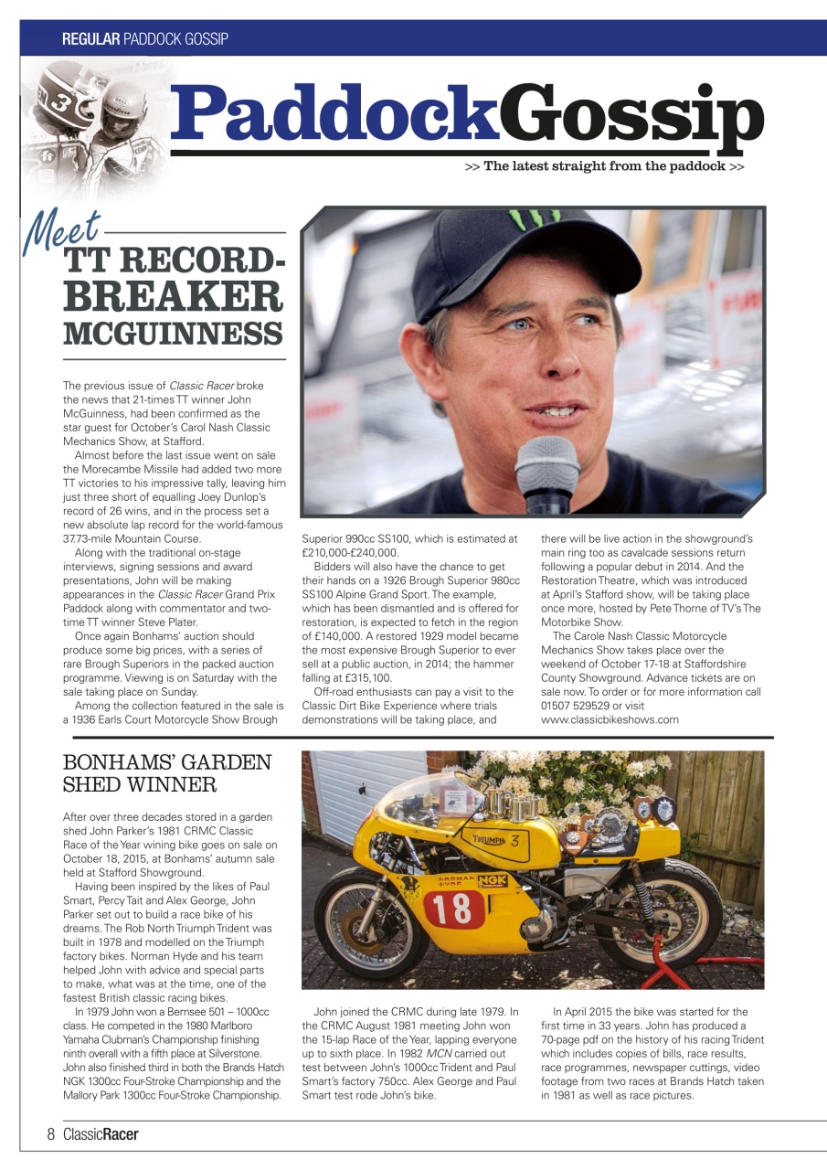 Classic Racer Preview Pages