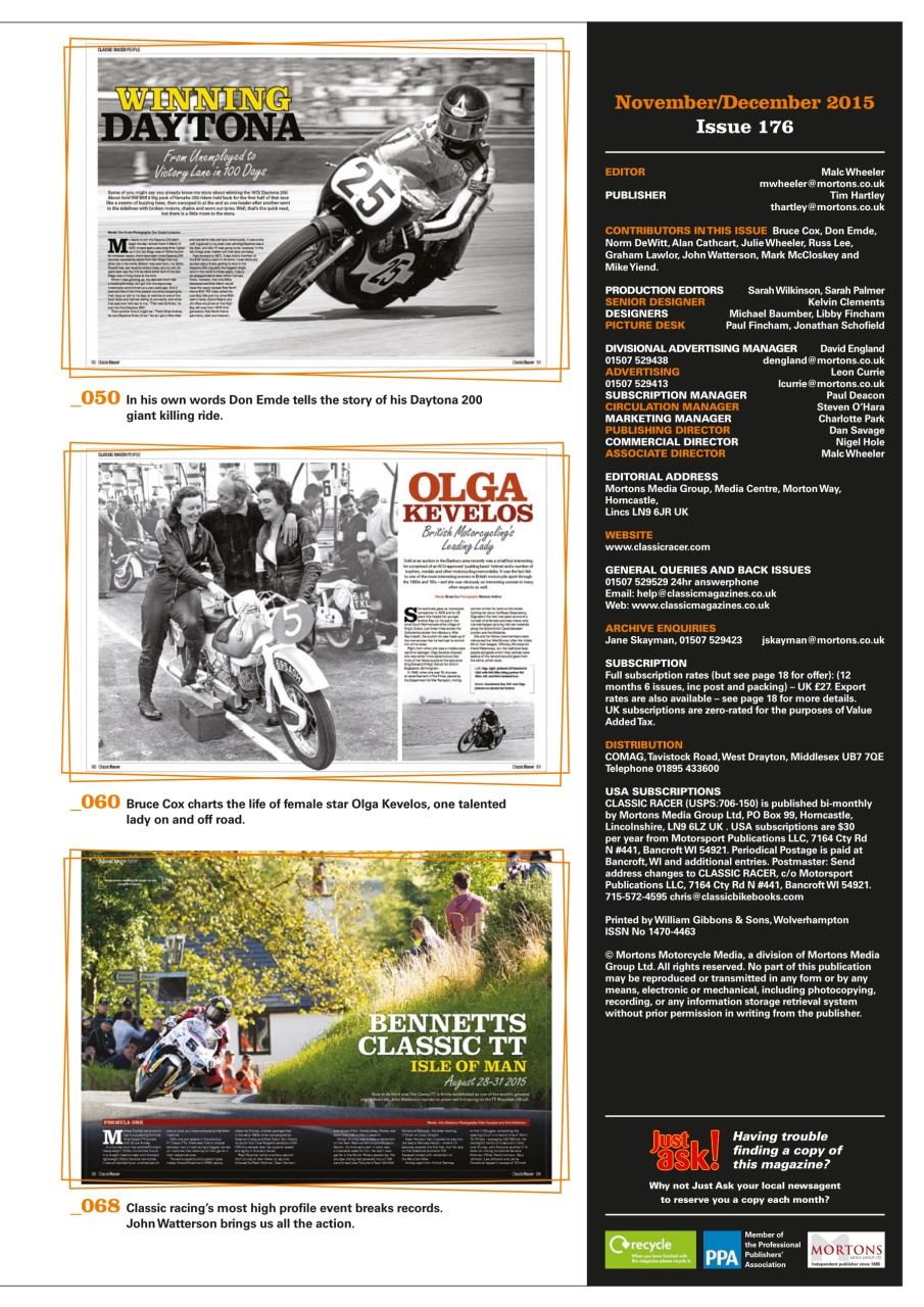 Classic Racer Preview Pages