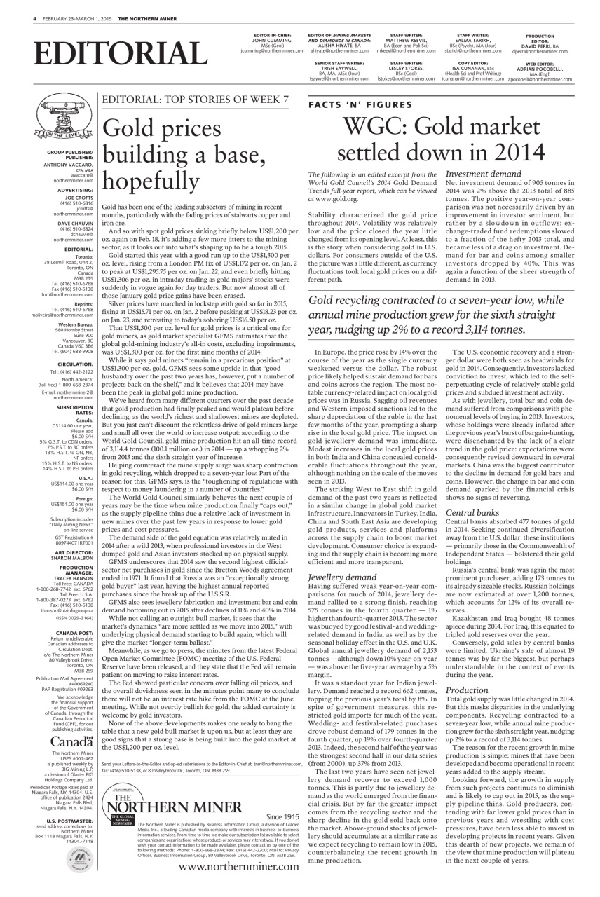 The Northern Miner Preview Pages