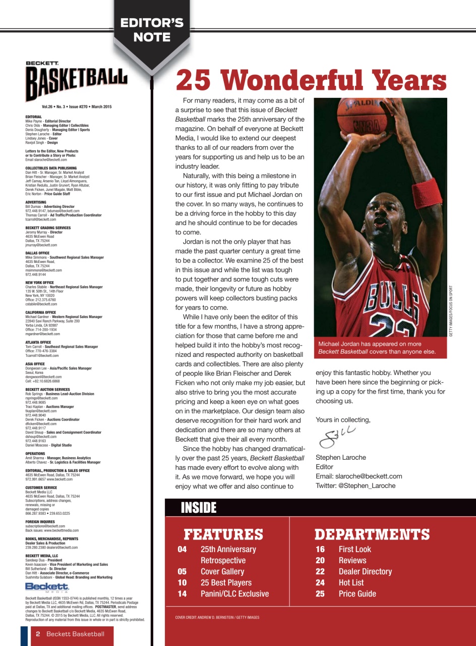Beckett Basketball Magazine Preview Pages