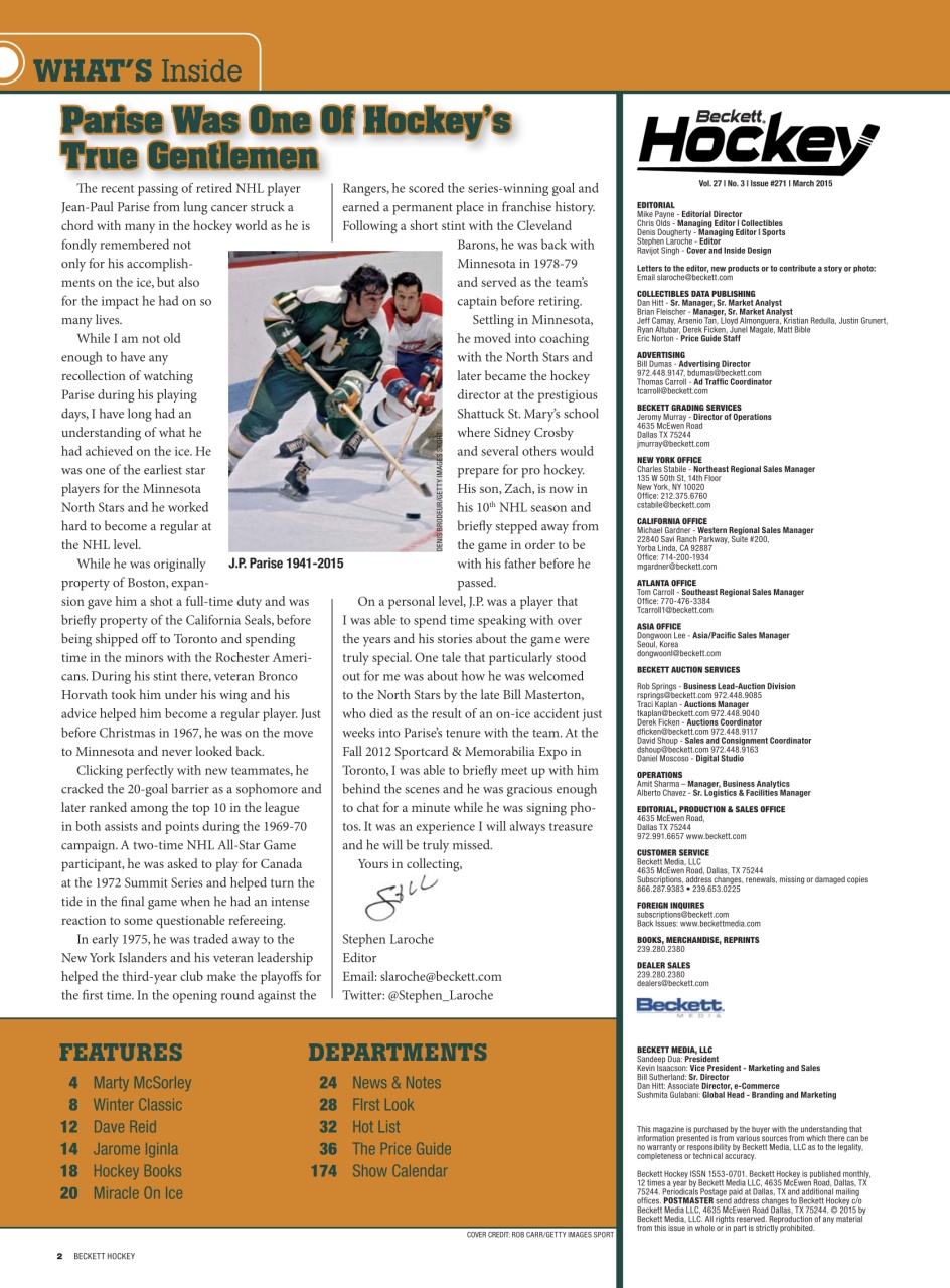 Beckett Hockey Magazine Preview Pages