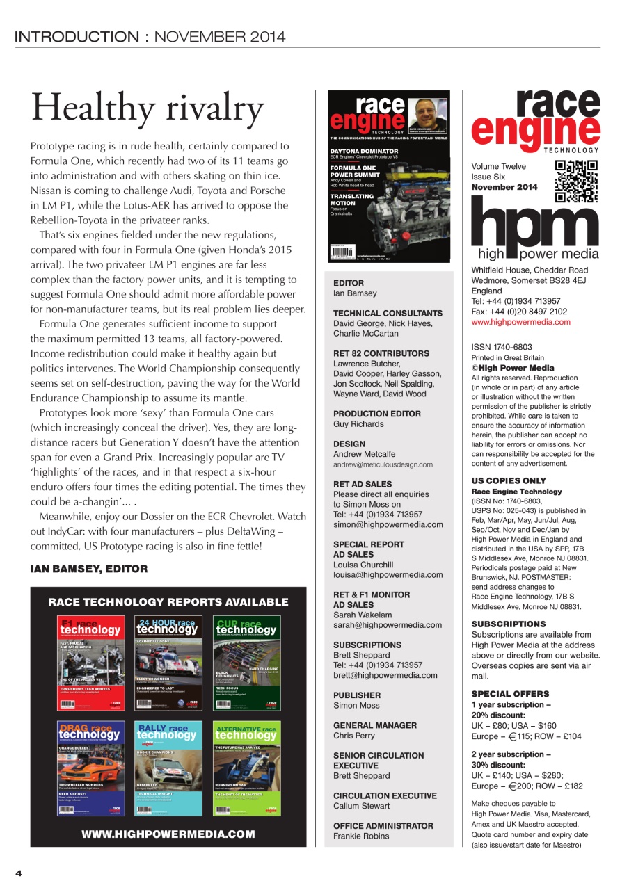 Race Engine Technology Preview Pages