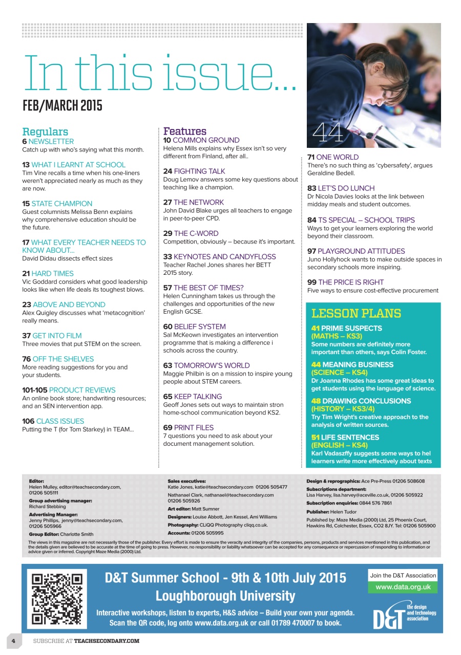 Teach Secondary Preview Pages