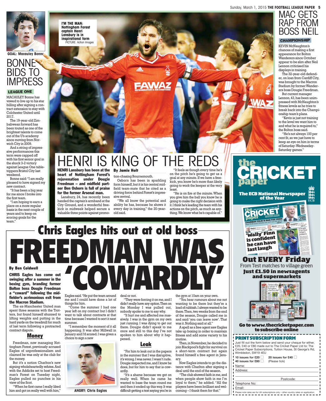 The Football League Paper Preview Pages