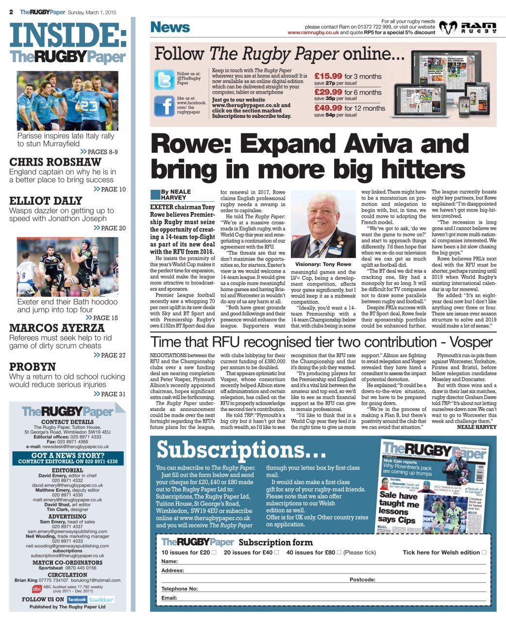 The Rugby Paper Preview Pages