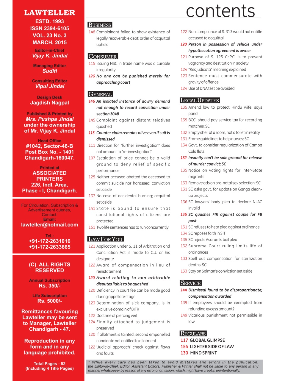 Lawteller – A Legal Awareness Magazine Preview Pages