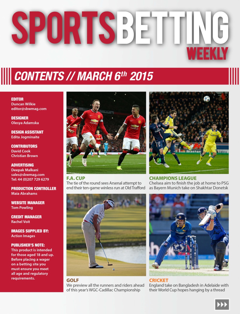 Sports Betting Weekly Preview Pages