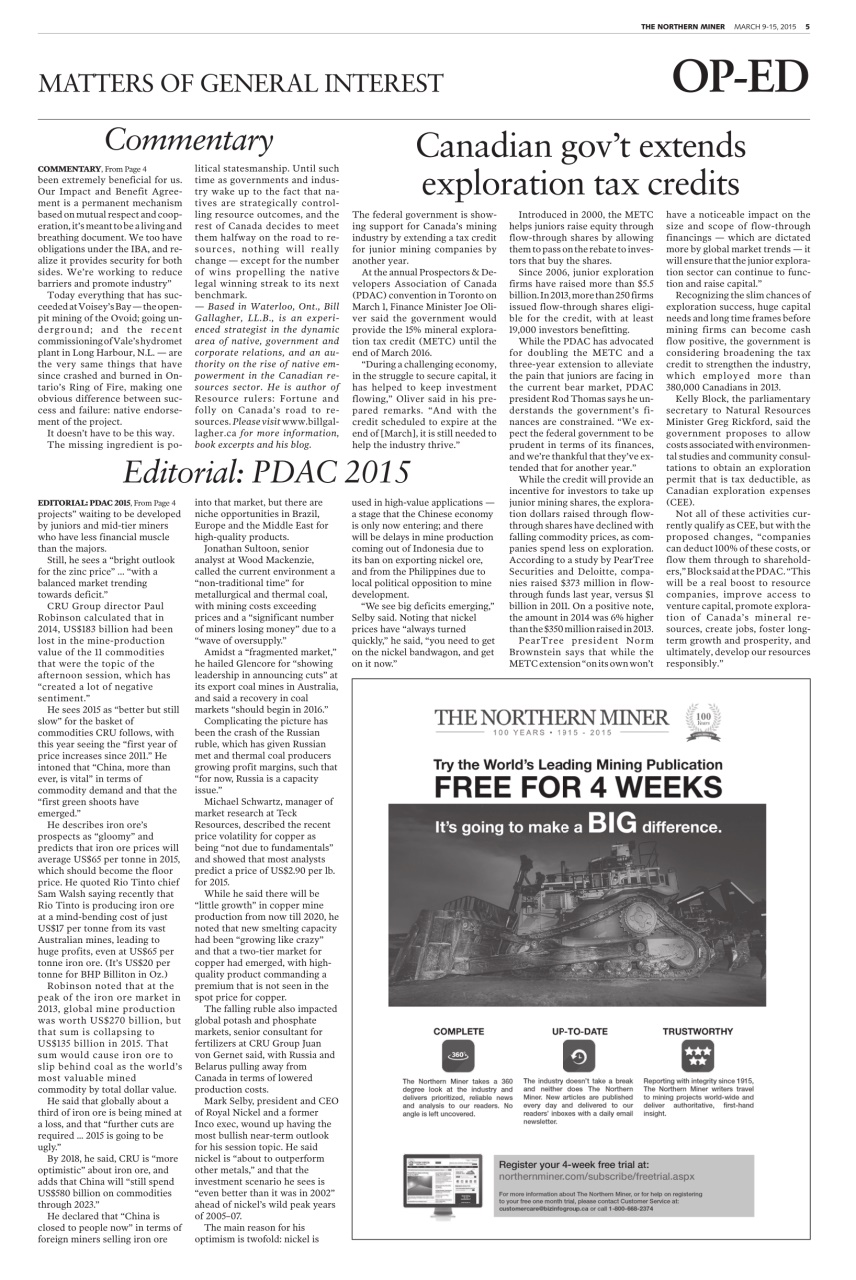 The Northern Miner Preview Pages