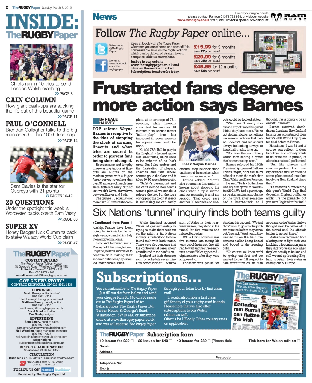 The Rugby Paper Preview Pages