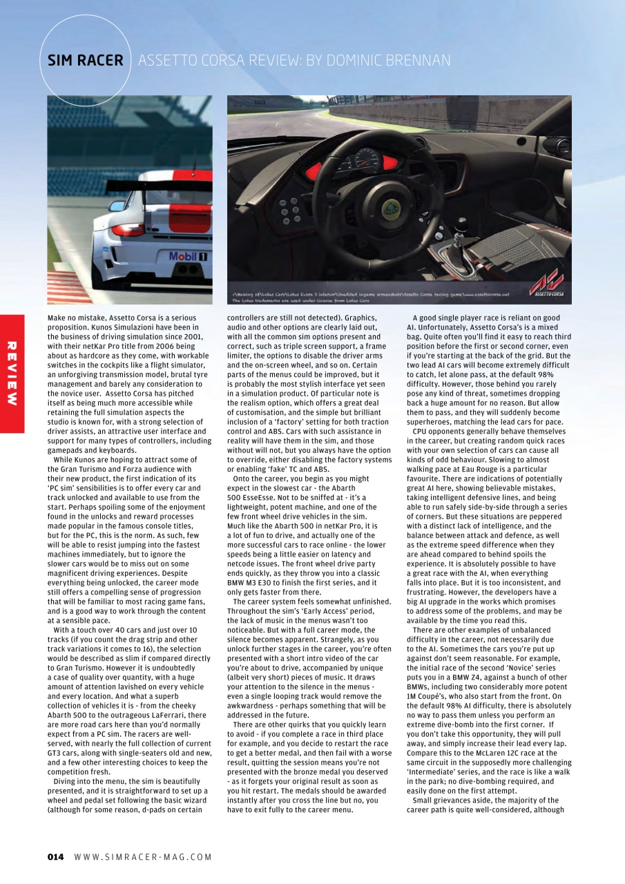 Sim Racer Preview Pages