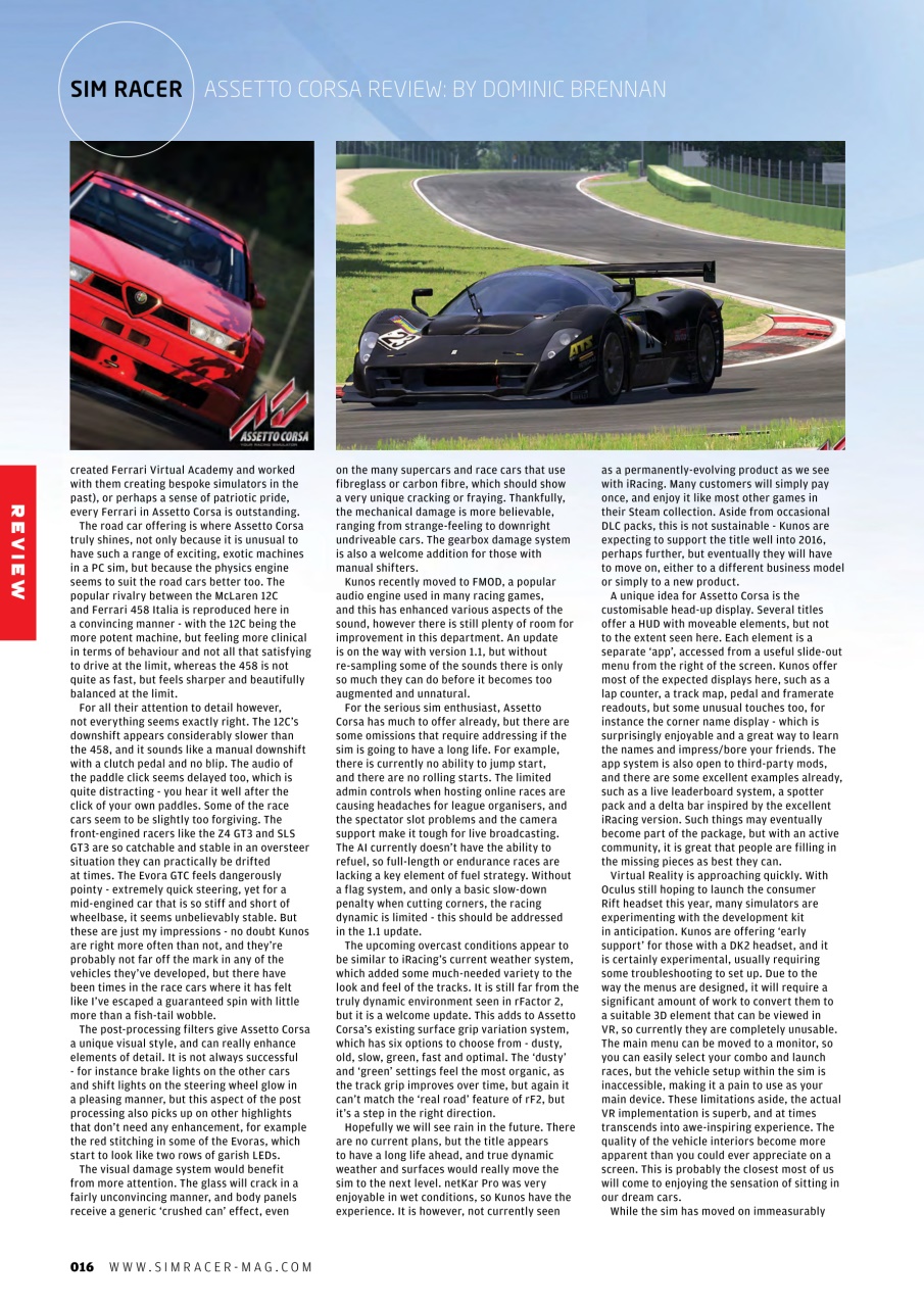 Sim Racer Preview Pages