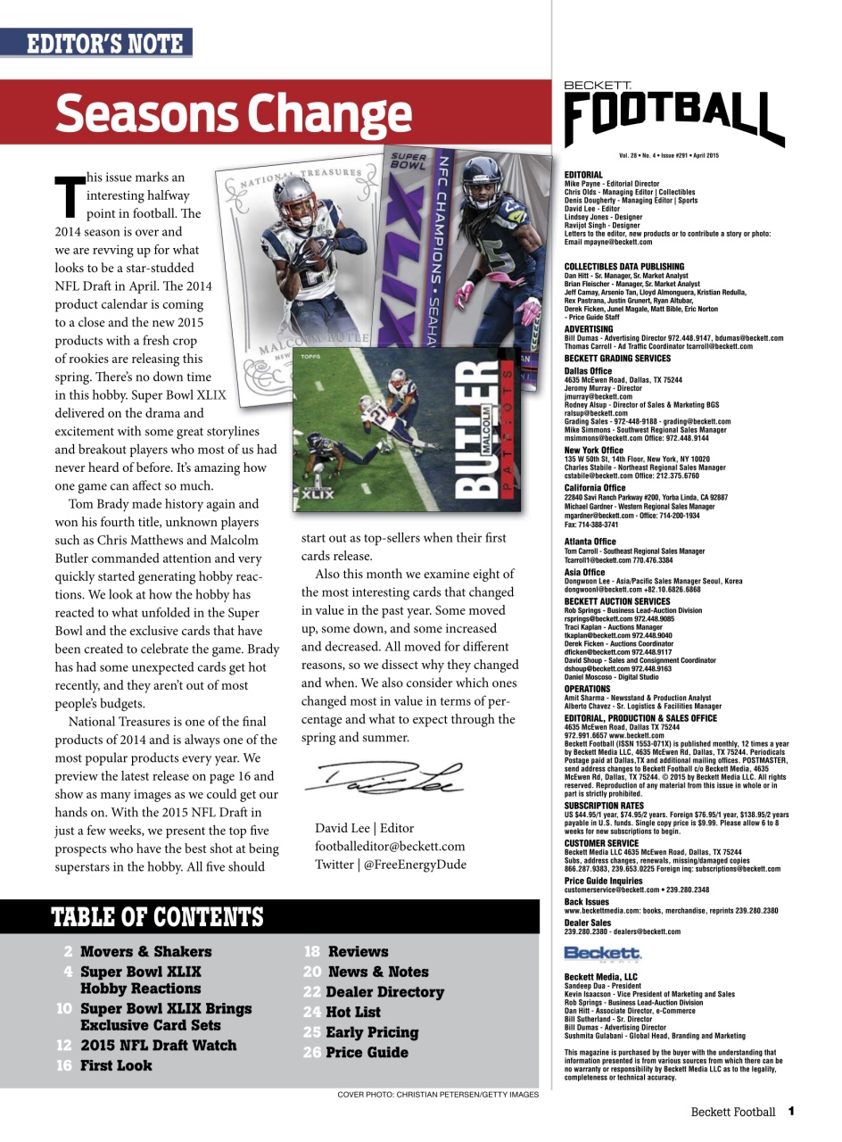 Beckett Football Magazine Preview Pages