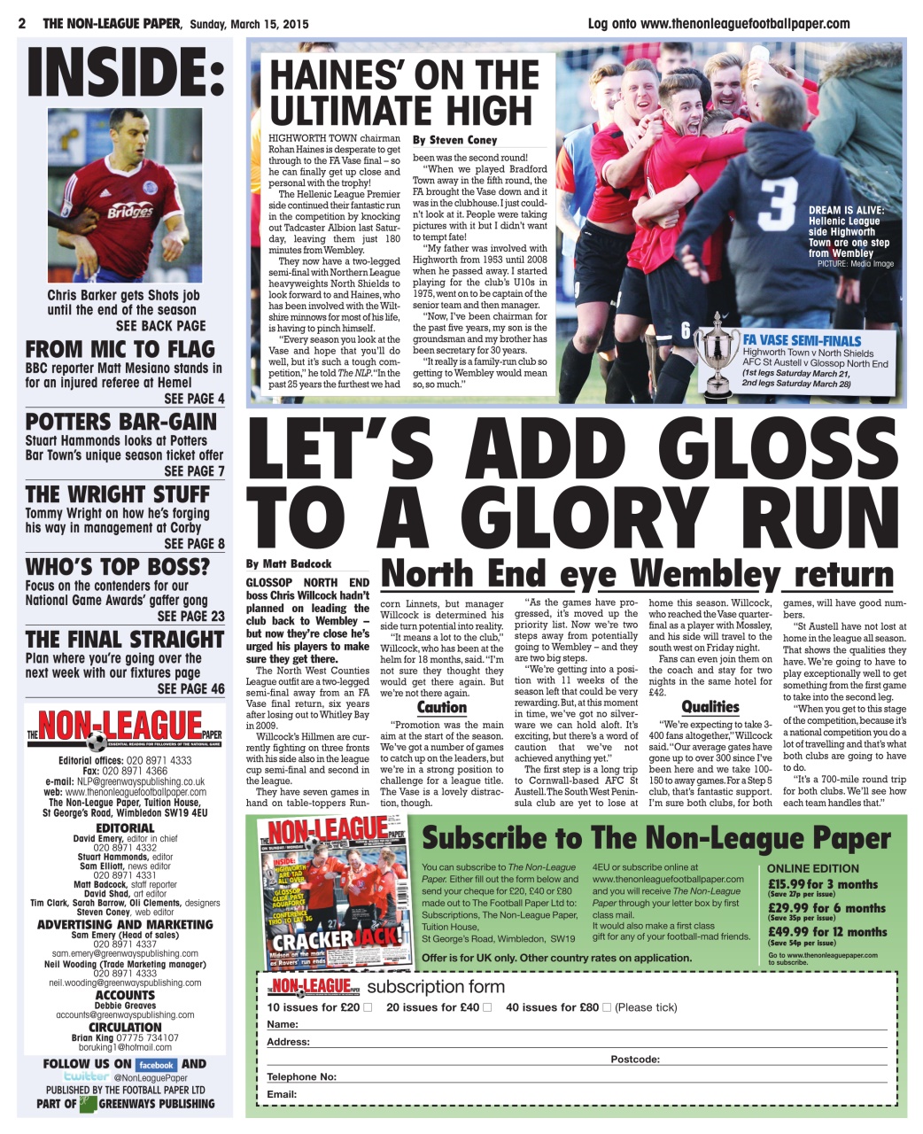The Non-League Football Paper Preview Pages