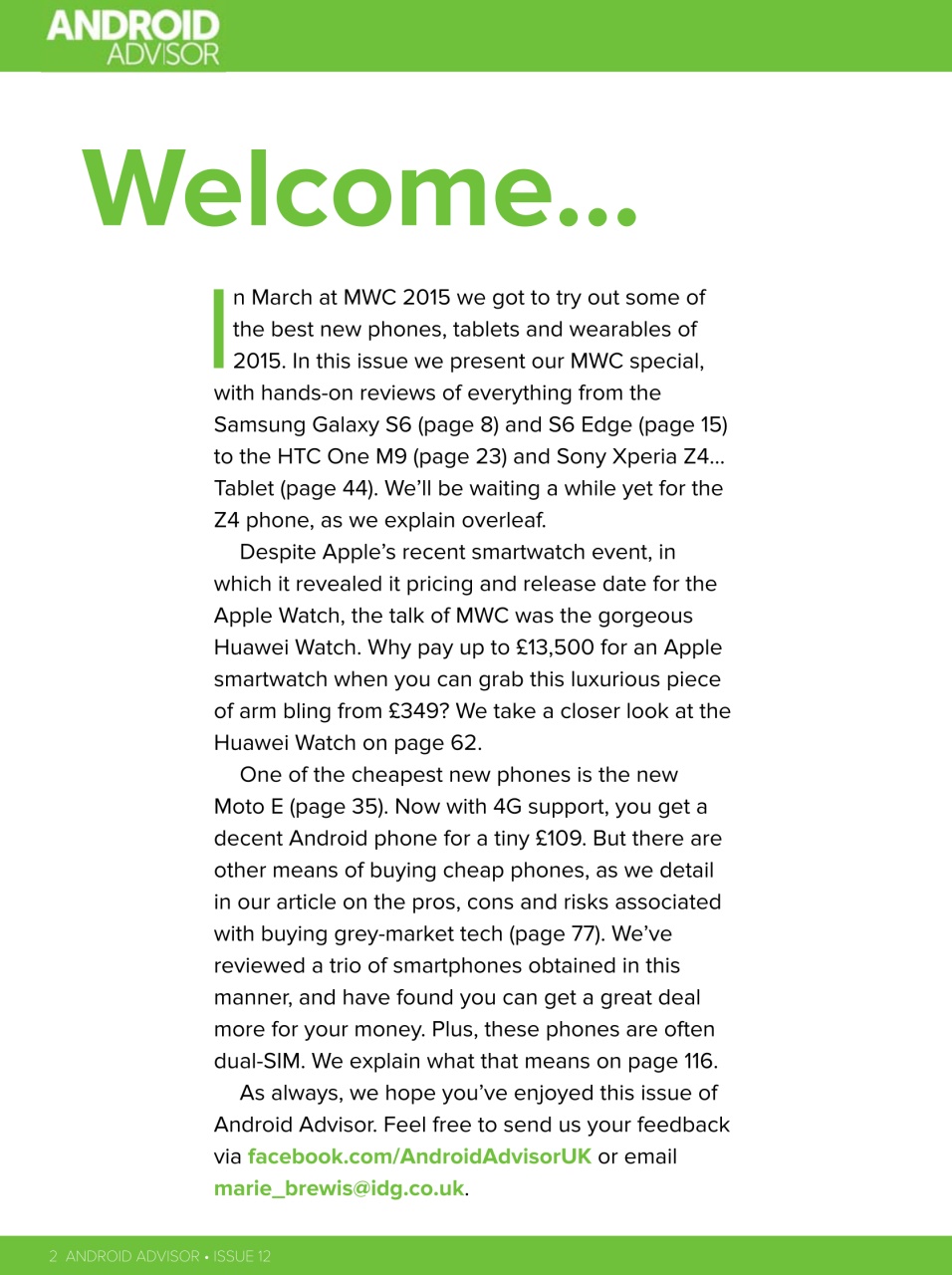 Android Advisor Preview Pages