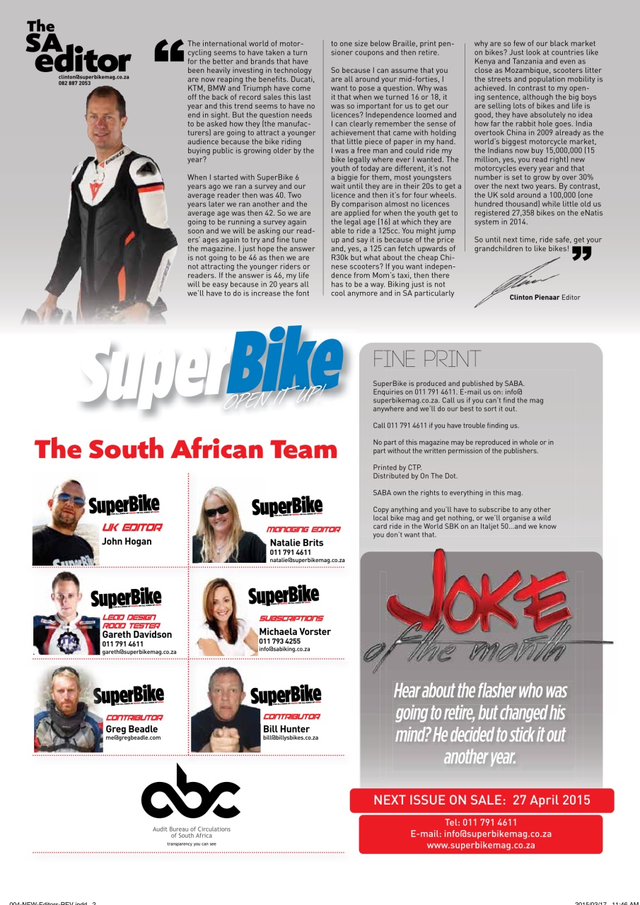 SuperBike South Africa Preview Pages