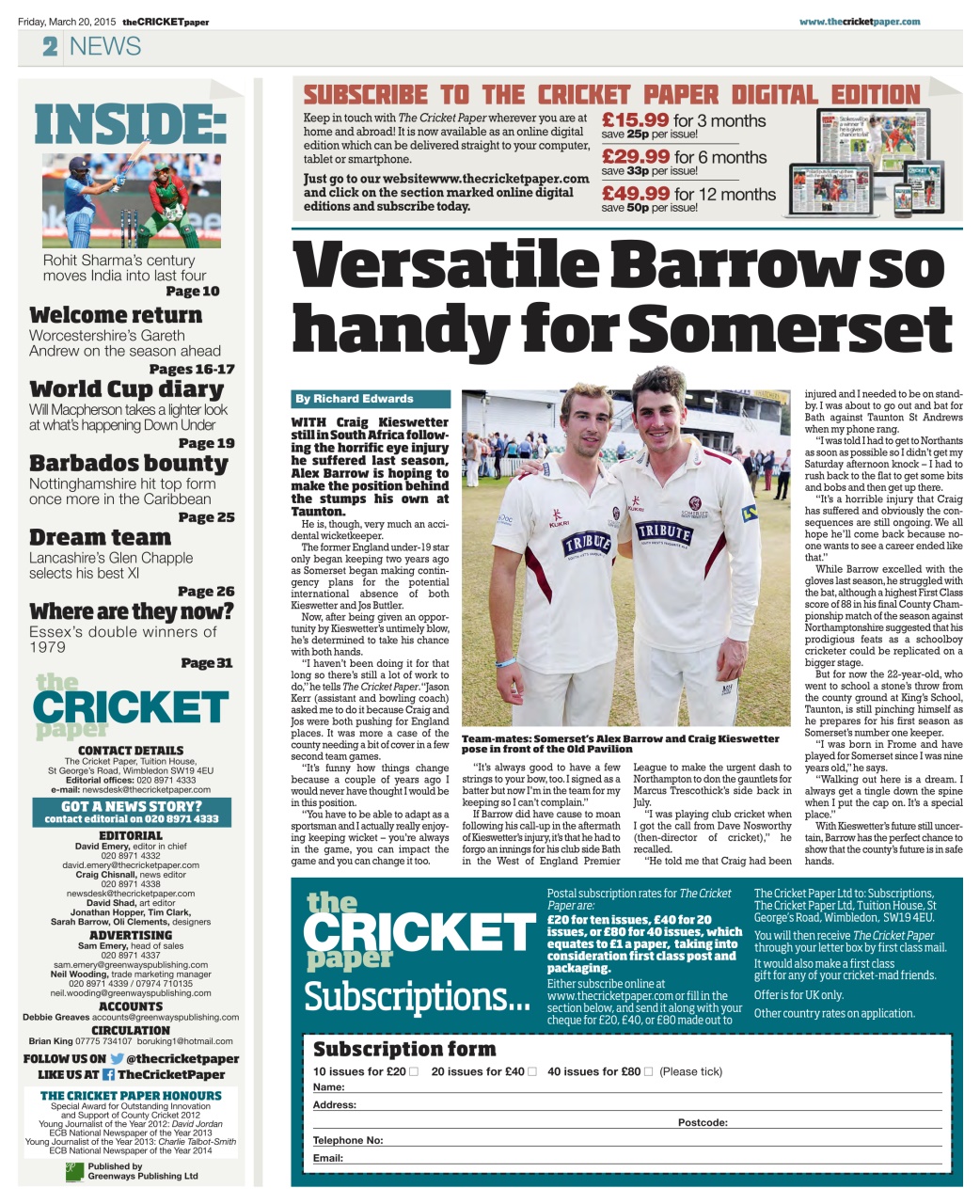 The Cricket Paper Preview Pages