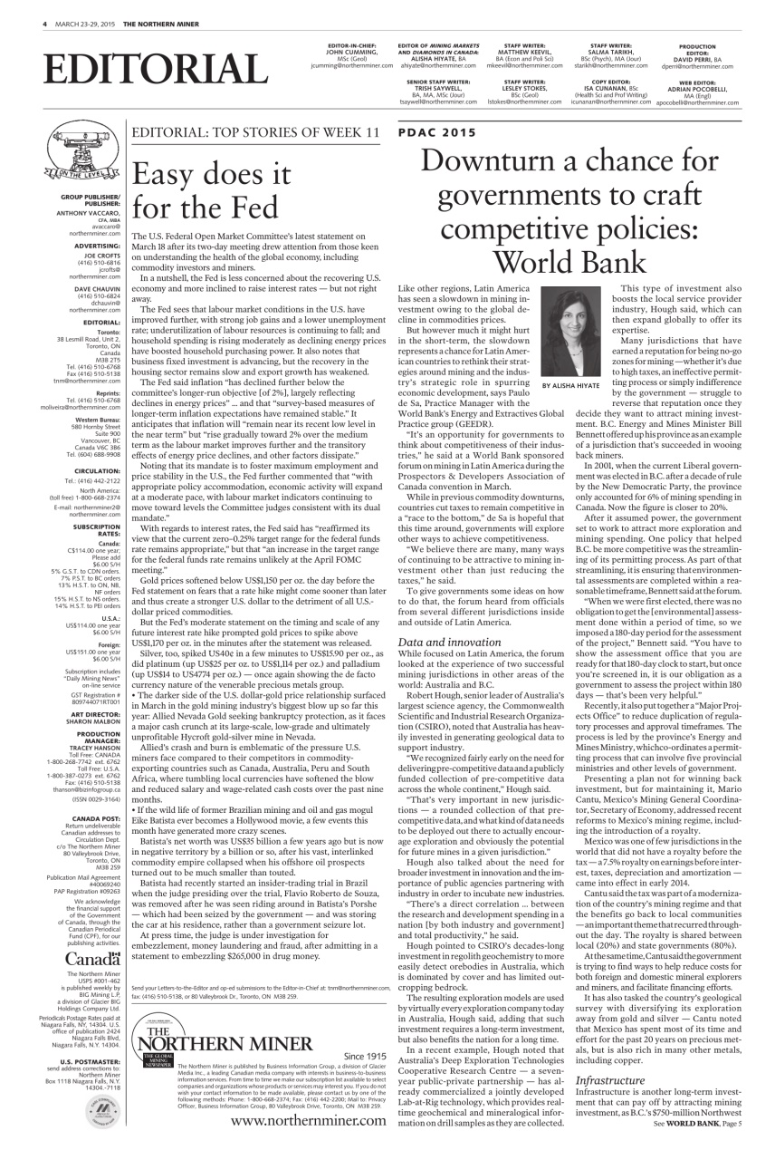 The Northern Miner Preview Pages