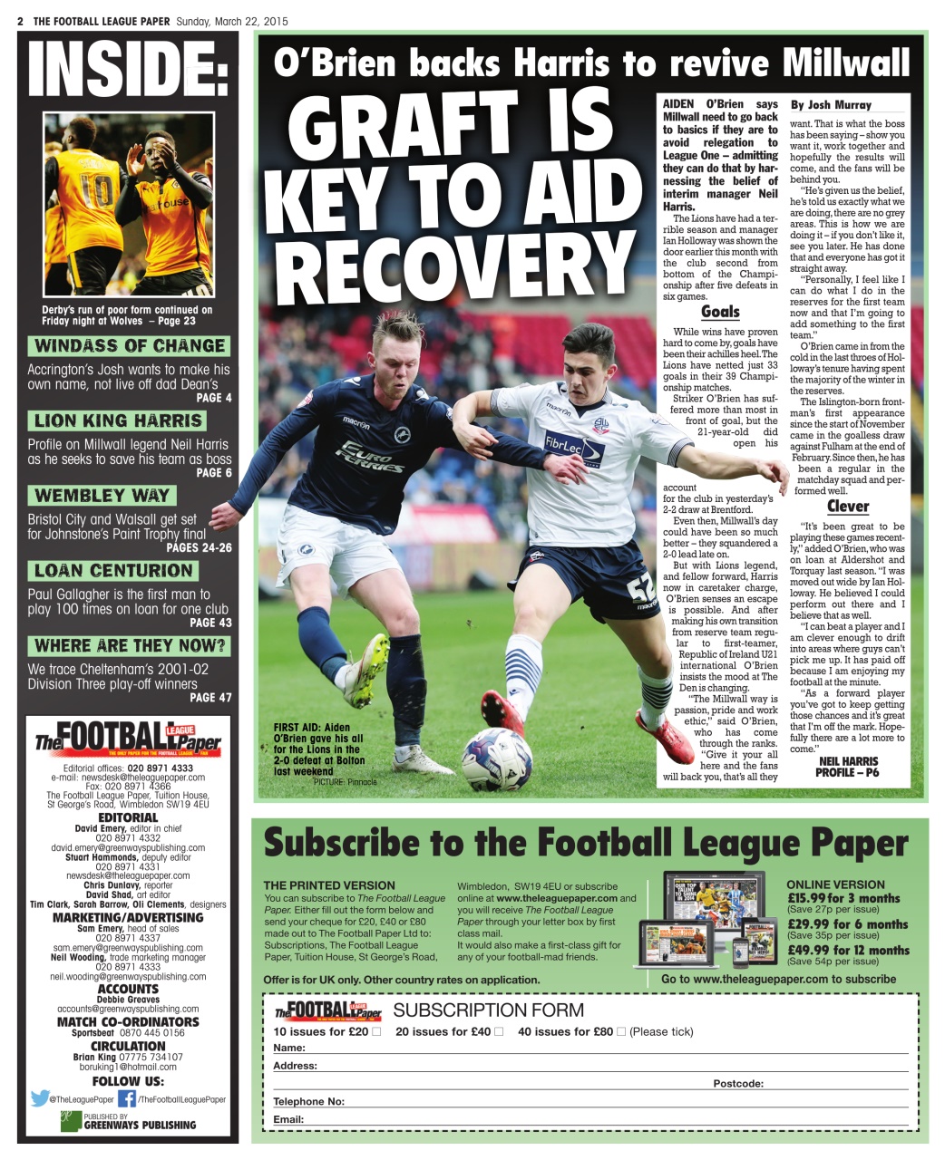 The Football League Paper Preview Pages