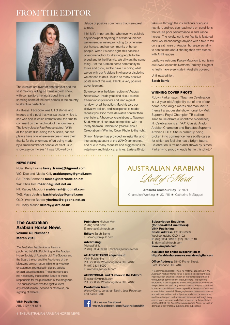 Australian Arabian Horse News Preview Pages