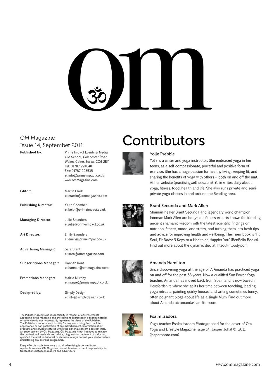 OM Yoga Magazine Preview Pages