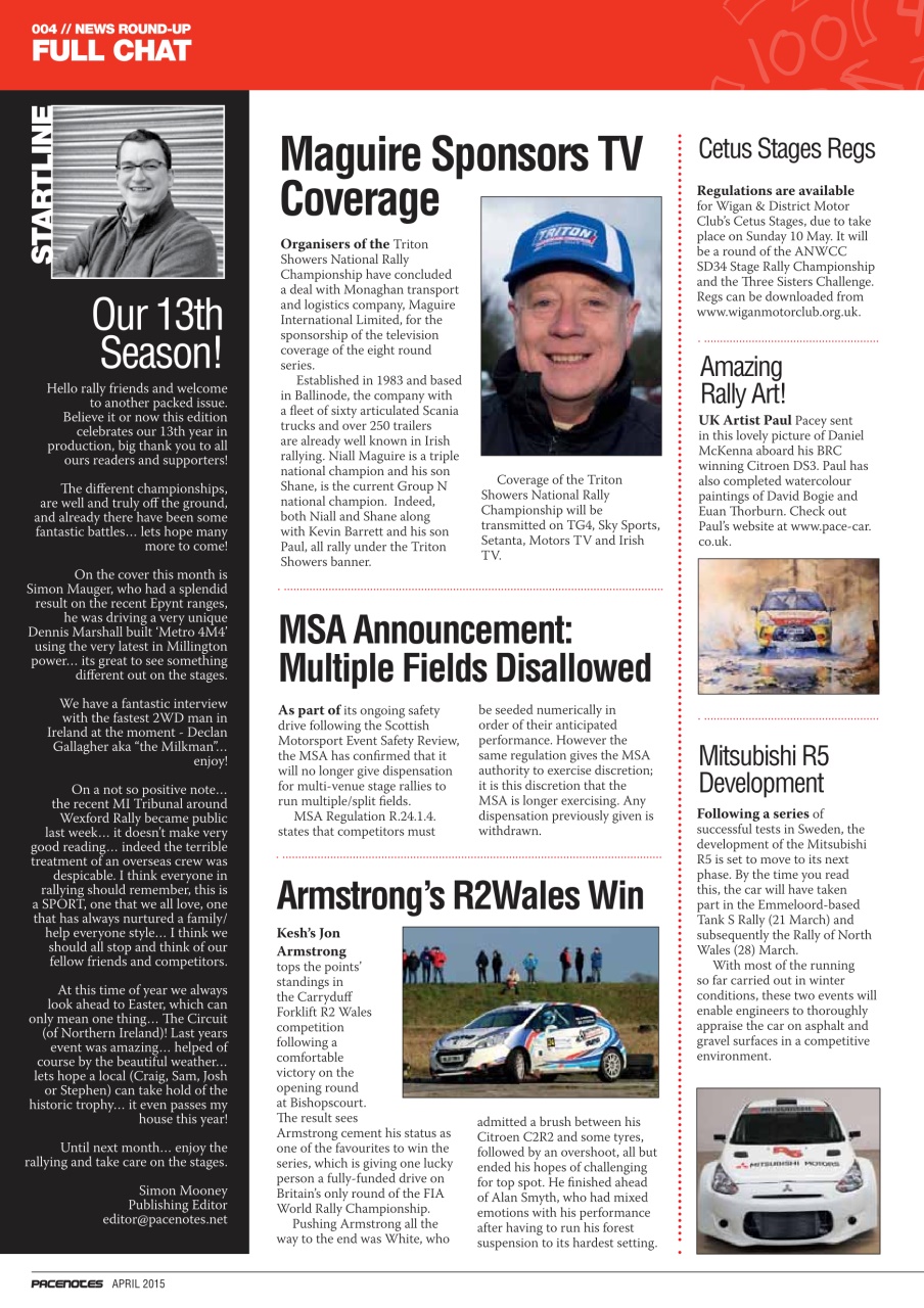 Pacenotes Rally magazine Preview Pages