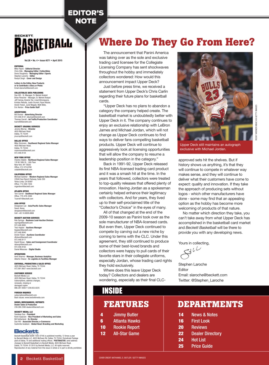 Beckett Basketball Magazine Preview Pages