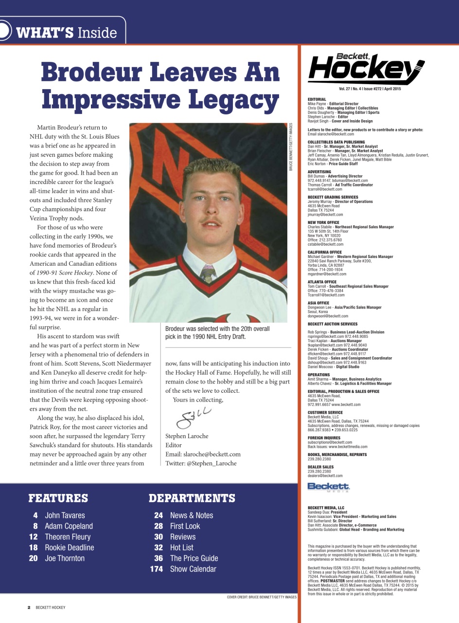 Beckett Hockey Magazine Preview Pages