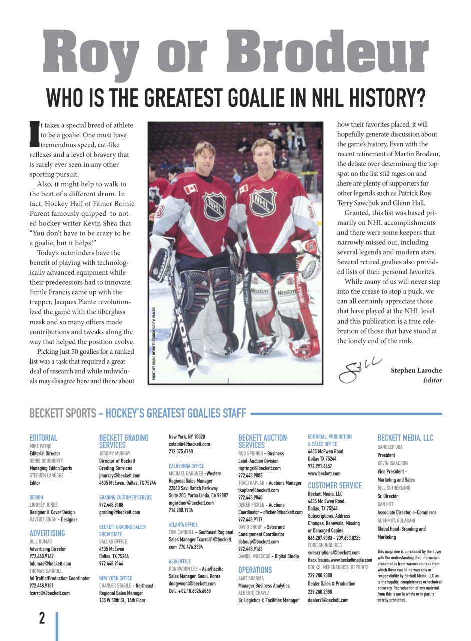 Beckett Hockey Magazine Preview Pages