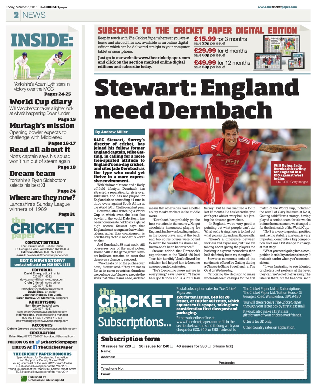The Cricket Paper Preview Pages