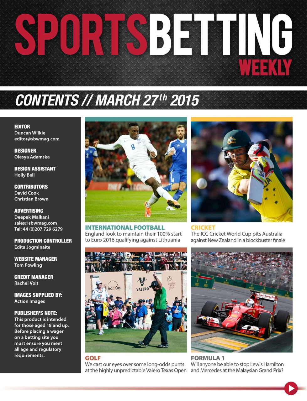 Sports Betting Weekly Preview Pages